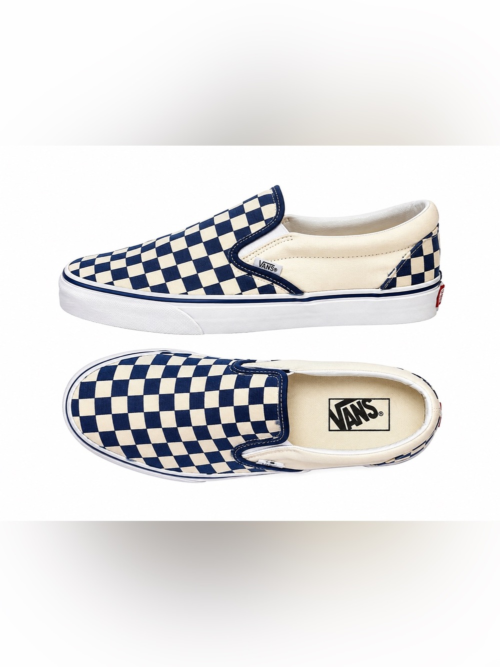 Vans Classic Slip-On Blue White Checkerboard Sneakers